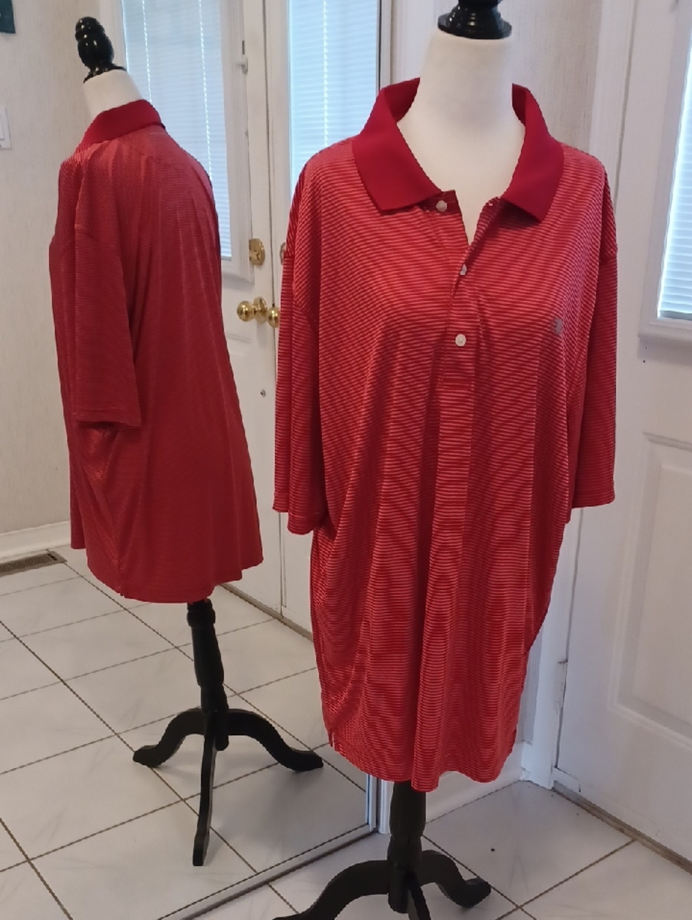 4/$60 Champion Red Striped Button-Down Polo Shirt - Size 2XL